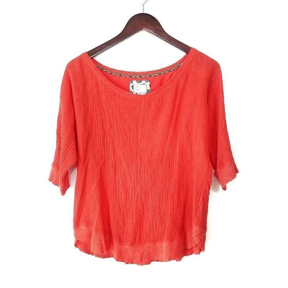 Anthropologie Tops - Anthropologie Top Postmark Gauze Orange Small